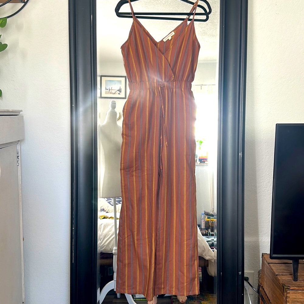 Brown Striped Jumpsuit
